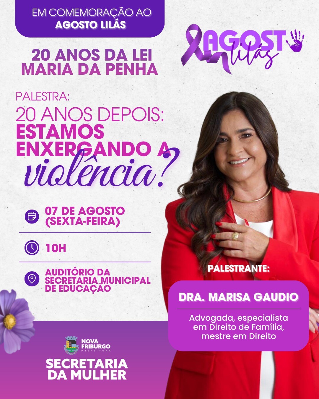 secretaria-da-mulher-promove-palestra-pelo-agosto-lilas-e-celebra-20-anos-da-lei-maria-da-penha