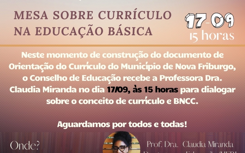 DOCUMENTO CURRICULAR DA EDUCAÇÃO BÁSICA DO MUNICÍPIO SERÁ CONSTRUÍDO