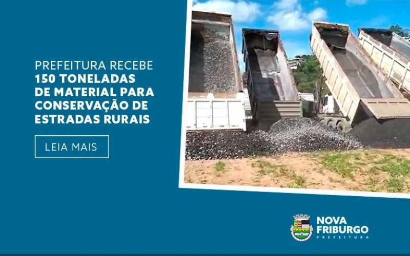 PREFEITURA RECEBE 150 TONELADAS DE MATERIAL PARA CONSERVAÇÃO DE ESTRADAS RURAIS
